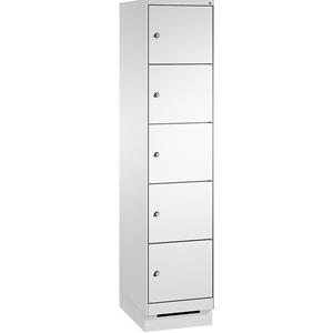 C+P EVOLO Fächerschrank, mit Sockel, 1 Abteil, 5 Fächer, Abteilbreite 400 mm, lichtgrau