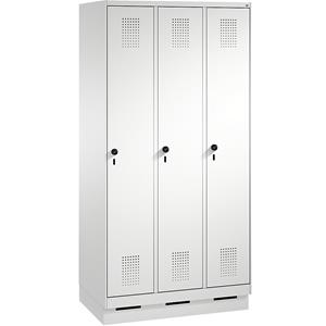C+P EVOLO Garderobenschrank, mit Sockel, 3 Abteile, Abteilbreite 300 mm, lichtgrau