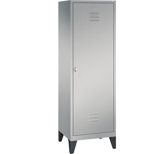 C+P CLASSIC Garderobenschrank mit Füßen, Tür über 2 Abteile, 2 Abteile, Abteilbreite 300 mm, weißaluminium