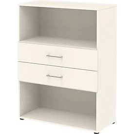 Home Office combinatierek TEMPIO, van hout, 2 laden, 3 OH, B 800 x D 340 x H 1070 mm, wit/wit