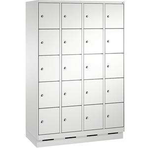 C+P EVOLO Fächerschrank, mit Sockel, 4 Abteile, je 5 Fächer, Abteilbreite 300 mm, lichtgrau / lichtgrau