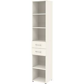 Home Office combinatierek TEMPIO, van hout, 2 laden, 6 OH, B 400 x D 330 x H 2130 mm, wit/wit