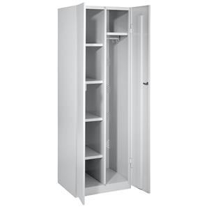 Wolf Stahlschrank, Breite 600 mm, 4 Böden, 1 Garderobe, Türen lichtgrau