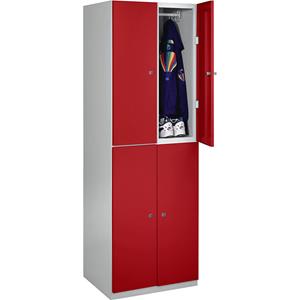 Wolf Fächerschrank, 4 Fächer, 1800 x 600 x 500 mm, Türen feuerrot