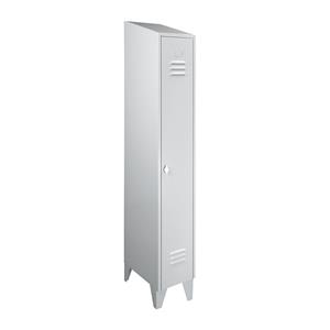 Wolf Stalen kast met schuin dak, afdelingen kasthoog, totale breedte 300 mm, 1 afdeling, lichtgrijs RAL 7035
