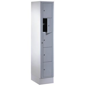 Wolf Wasgoed-uitgiftekast, h x b x d = 1800 x 350 x 500 mm, 5 vakken, lichtgrijs/zilvergrijs