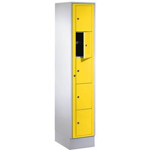 Wolf Wasgoed-uitgiftekast, h x b x d = 1800 x 350 x 500 mm, 5 vakken, lichtgrijs/zinkgeel