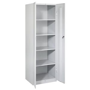 Wolf Stahlschrank, Breite 600 mm, 4 Böden, Türen lichtgrau