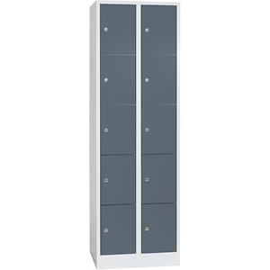 Wolf Garderobesysteem met lockers, 10 vakken, breedte 300 mm, basaltgrijs/lichtgrijs
