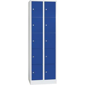 Wolf Garderobesysteem met lockers, 10 vakken, breedte 300 mm, gentiaanblauw/lichtgrijs