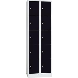 Wolf Garderobesysteem met lockers, 10 vakken, breedte 300 mm, gitzwart/lichtgrijs