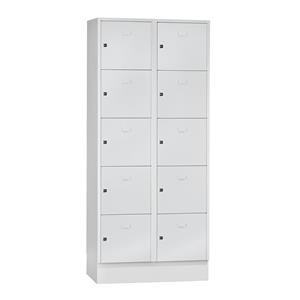 Wolf Garderobesysteem met lockers, 10 vakken, breedte 400 mm, lichtgrijs/lichtgrijs
