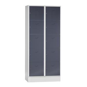 Wolf Garderobesysteem met lockers, 10 vakken, breedte 400 mm, basaltgrijs/lichtgrijs