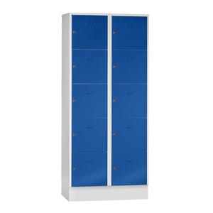 Wolf Garderobesysteem met lockers, 10 vakken, breedte 400 mm, gentiaanblauw/lichtgrijs