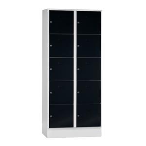 Wolf Garderobesysteem met lockers, 10 vakken, breedte 400 mm, gitzwart/lichtgrijs