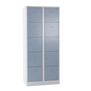 Wolf Garderobesysteem met lockers, 10 vakken, breedte 400 mm, zilvergrijs/lichtgrijs