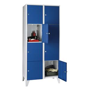 Wolf Privé-vakkenkast, met kastpoten, 8 vakken, 400 mm, lichtgrijs/gentiaanblauw