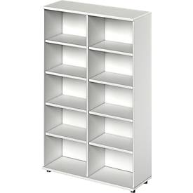 Schäfer Shop Genius open kast TETRIS WOOD, 5 OH, hoogte incl. glijders, B 1200 mm, lichtgrijs
