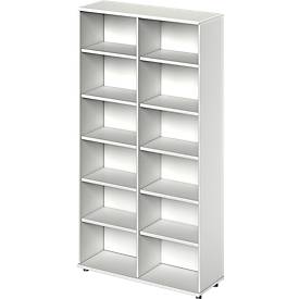Schäfer Shop Genius open kast TETRIS WOOD, 6 OH, hoogte incl. glijders, tussenschot midden, B 1200 mm, lichtgrijs