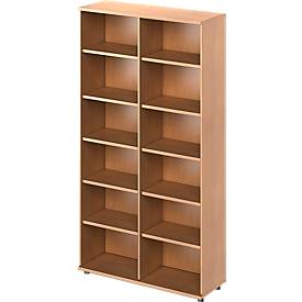 Schäfer Shop Genius open kast TETRIS WOOD, 6 OH, hoogte incl. glijders, tussenschot, B 1200 mm, beuken afwerking