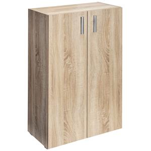 casaria Kommode mit 2 Türen Holz Modern höhenverstellbarer Einlegeboden Schlafzimmer Büro Flur Mehrzweckschrank Aktenschrank Schrank 3 Fächer mit Tür Eiche