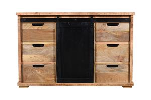 Industrielemeubelshop Mangohouten dressoir Ruben met schuifdeur en lades