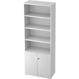 TOPAS LINE stellingkast, 4 OH legbord/2 OH deuren, wit/wit
