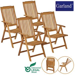 Garland Tuinstoel Bari Set van 4 Teak Inklapbaar