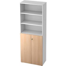 TOPAS LINE stellingkast, 3 OH legbord/3 OH deuren, wit/eiken