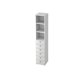 Combinatiekast TOPAS LINE, 6 dossierhoogtes, legborden + 6 laden, wit/wit