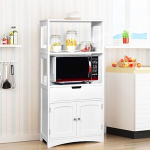 Costway Huishoudelijke Planken Opbergkast Keuken Planken Onderkast met Lade Wit 32,5 x 60 x 122 cm