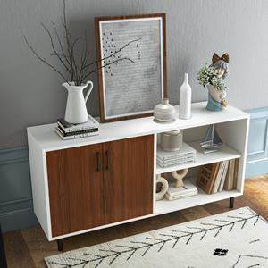 Costway Modern Buffetkast Credenza Kast met Open Deuren en Compartimenten Keuken Kast met Metalen Poten Barkast