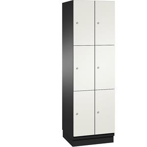 C+P CAMBIO-lockerkast met HPL deuren, 6 vakken, kastframe zwartgrijs / deur wit, breedte 600 mm