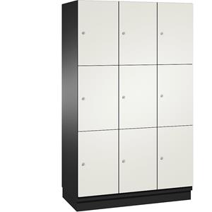 C+P CAMBIO-lockerkast met HPL deuren, 9 vakken, kastframe zwartgrijs / deur wit, breedte 1200 mm