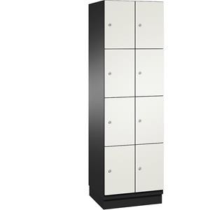 C+P CAMBIO-lockerkast met HPL deuren, 8 vakken, kastframe zwartgrijs / deur wit, breedte 600 mm