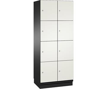 C+P CAMBIO-lockerkast met HPL deuren, 8 vakken, kastframe zwartgrijs / deur wit, breedte 800 mm