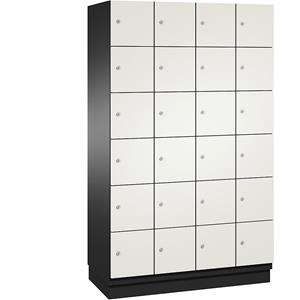 C+P CAMBIO-lockerkast met HPL deuren, 24 vakken, kastframe zwartgrijs / deur wit, breedte 1200 mm