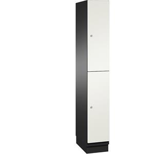 C+P CAMBIO vakkenkast met plaatstalen deuren en garderobestang, 2 vakken, breedte 300 mm, kastframe zwartgrijs / deur wit