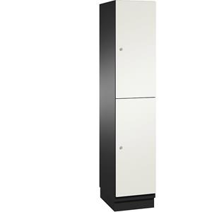 C+P CAMBIO vakkenkast met plaatstalen deuren en garderobestang, 2 vakken, breedte 400 mm, kastframe zwartgrijs / deur wit