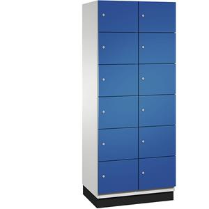 C+P CAMBIO-lockerkast met plaatstalen deuren, 12 vakken, breedte 800 mm, kastframe lichtgrijs / deur gentiaanblauw