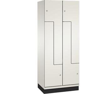 C+P Z-lockerkast Cambio, 2 afdelingen, breedte 800 mm, kastframe zwartgrijs / deur wit