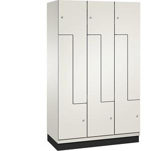 C+P Z-lockerkast Cambio, 3 afdelingen, breedte 1200 mm, kastframe zuiverwit / deur wit