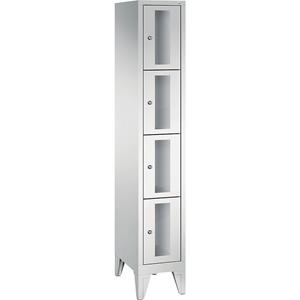 C+P CLASSIC vakkenkast, vakhoogte 375 mm, met voeten, 4 vakken, breedte 320 mm, deur lichtgrijs