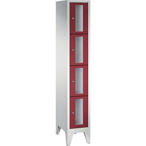 C+P CLASSIC Fächerschrank, Fachhöhe 375 mm, mit Füßen, 4 Fächer, Breite 320 mm, Tür rubinrot