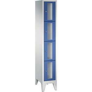 C+P CLASSIC vakkenkast, vakhoogte 375 mm, met voeten, 4 vakken, breedte 320 mm, deur gentiaanblauw