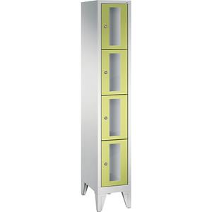 C+P CLASSIC Fächerschrank, Fachhöhe 375 mm, mit Füßen, 4 Fächer, Breite 320 mm, Tür viridingrün