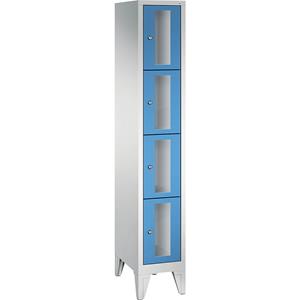 C+P CLASSIC vakkenkast, vakhoogte 375 mm, met voeten, 4 vakken, breedte 320 mm, deur lichtblauw