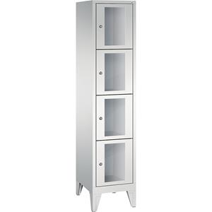 C+P CLASSIC Fächerschrank, Fachhöhe 375 mm, mit Füßen, 4 Fächer, Breite 420 mm, Tür lichtgrau