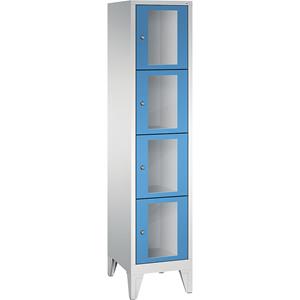 C+P CLASSIC Fächerschrank, Fachhöhe 375 mm, mit Füßen, 4 Fächer, Breite 420 mm, Tür lichtblau
