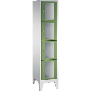 C+P CLASSIC Fächerschrank, Fachhöhe 375 mm, mit Füßen, 4 Fächer, Breite 420 mm, Tür resedagrün